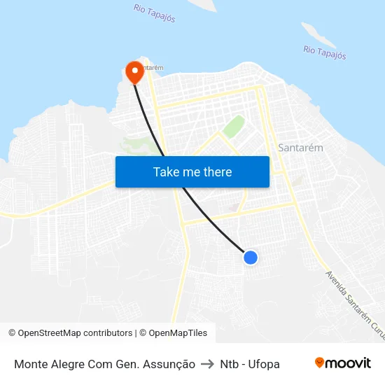 Monte Alegre Com Gen. Assunção to Ntb - Ufopa map