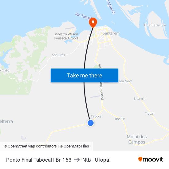 Ponto Final Tabocal | Br-163 to Ntb - Ufopa map