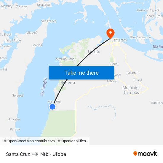 Santa Cruz to Ntb - Ufopa map