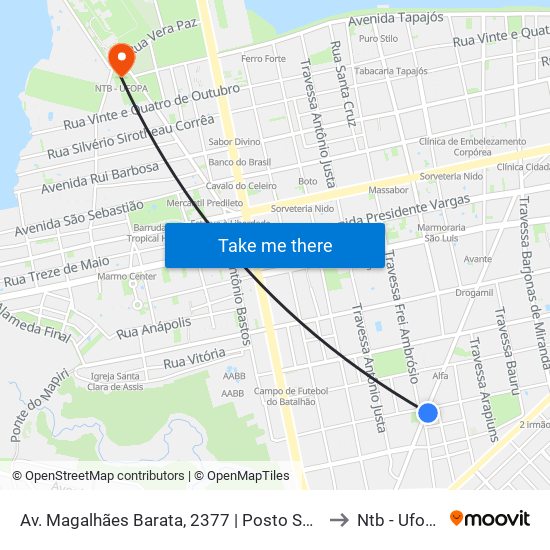 Av. Magalhães Barata, 2377 | Posto Shell to Ntb - Ufopa map