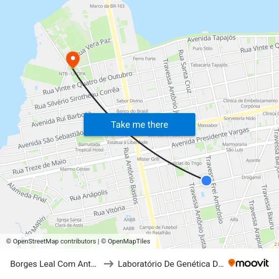 Borges Leal Com Antônio Justa to Laboratório De Genética Da Interação map