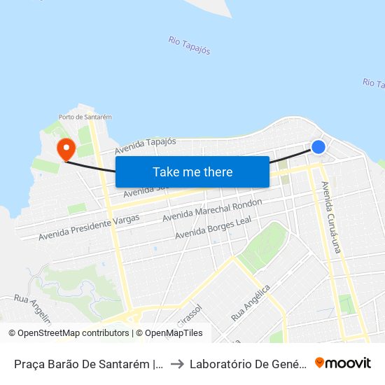 Praça Barão De Santarém | Av. Rui Barbosa, 158 to Laboratório De Genética Da Interação map
