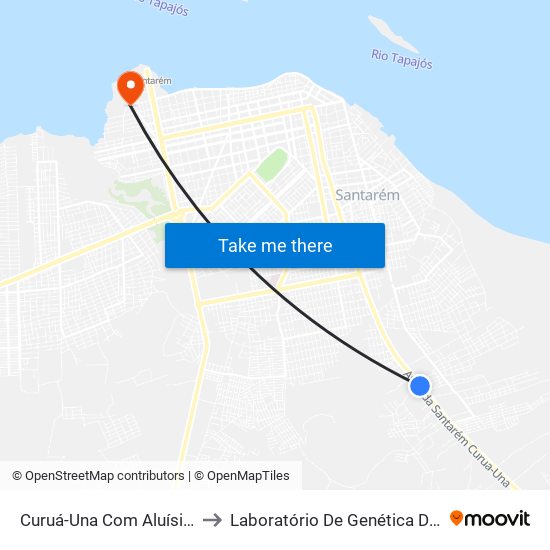 Curuá-Una Com Aluísio Martins to Laboratório De Genética Da Interação map