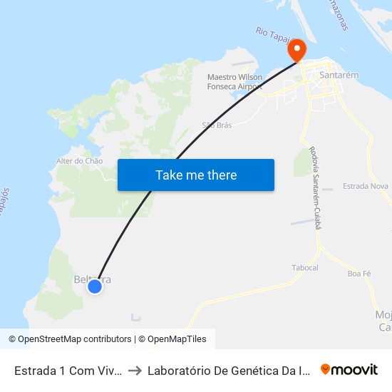 Estrada 1 Com Viveiro II to Laboratório De Genética Da Interação map