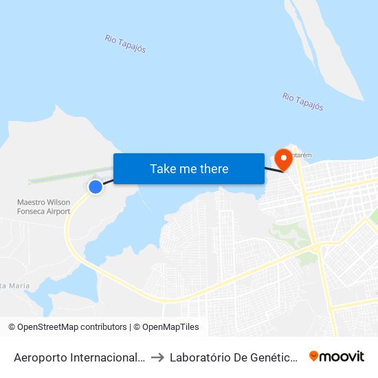 Aeroporto Internacional De Santarém to Laboratório De Genética Da Interação map