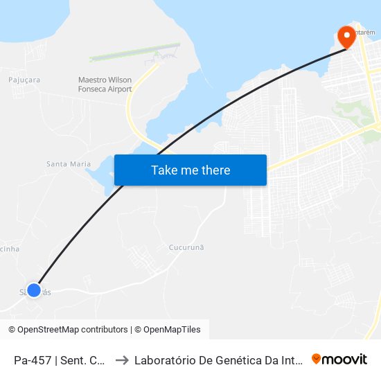 Pa-457 | Sent. Centro to Laboratório De Genética Da Interação map
