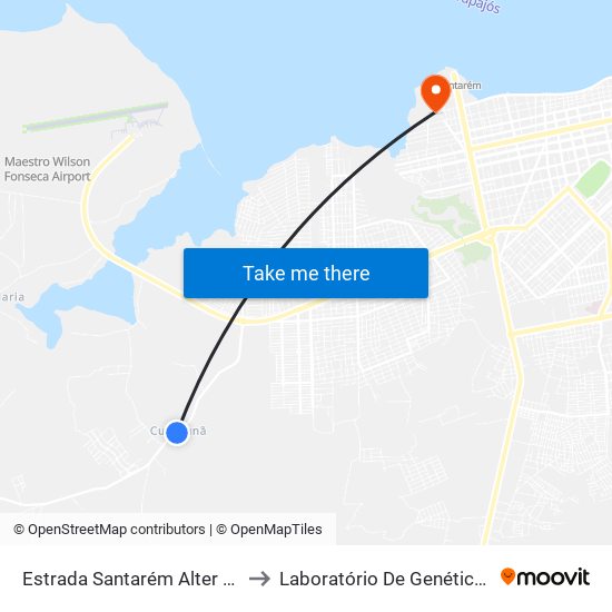 Estrada Santarém Alter Do Chão, 2363 to Laboratório De Genética Da Interação map