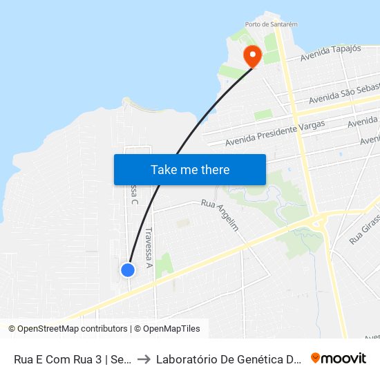 Rua E Com Rua 3 | Sentido Sul to Laboratório De Genética Da Interação map