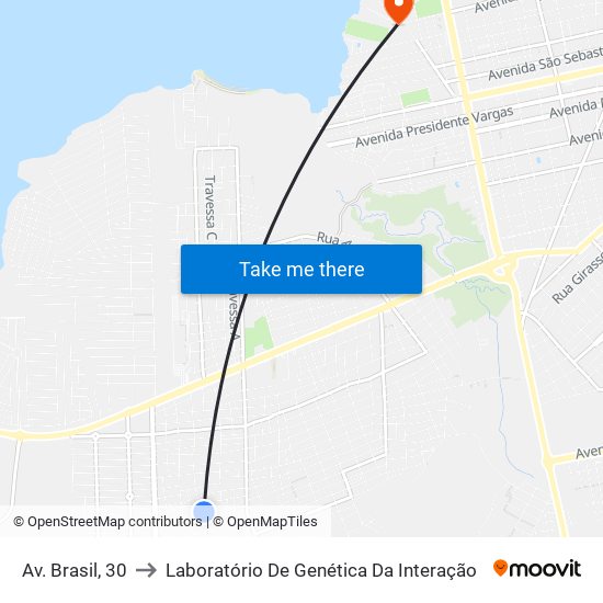 Av. Brasil, 30 to Laboratório De Genética Da Interação map