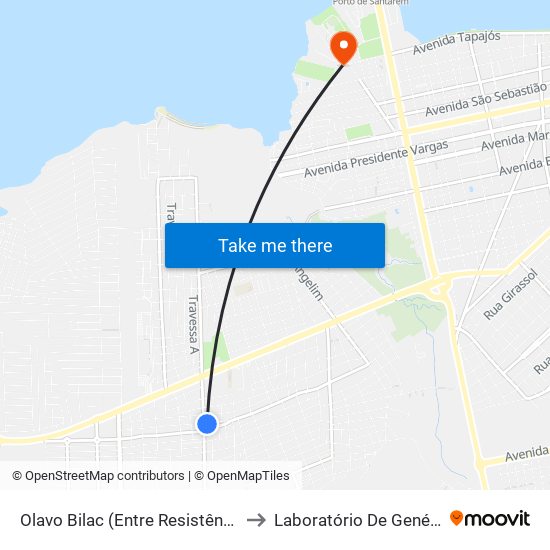 Olavo Bilac (Entre Resistência E Santa Teresinha) to Laboratório De Genética Da Interação map