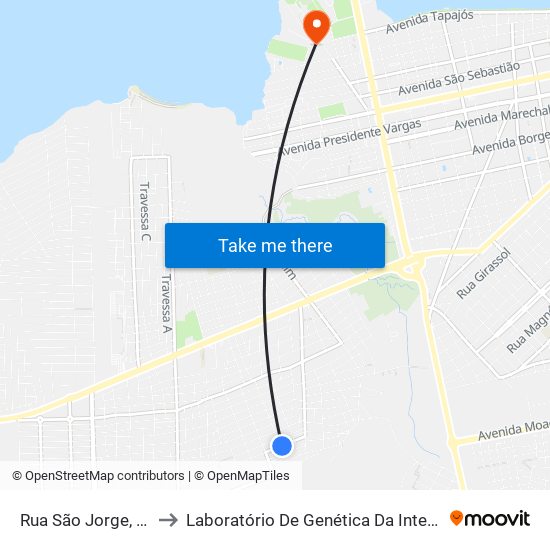 Rua São Jorge, 308 to Laboratório De Genética Da Interação map