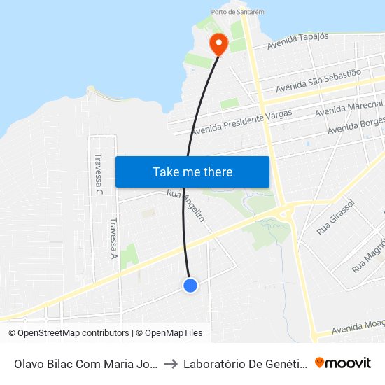 Olavo Bilac Com Maria José | Sentido Leste to Laboratório De Genética Da Interação map