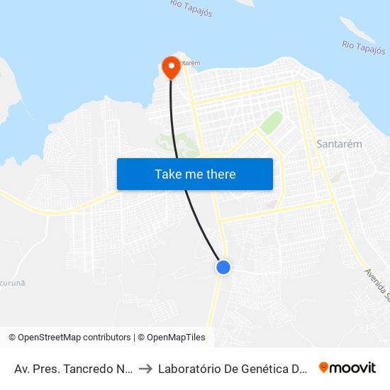 Av. Pres. Tancredo Neves, 10 to Laboratório De Genética Da Interação map