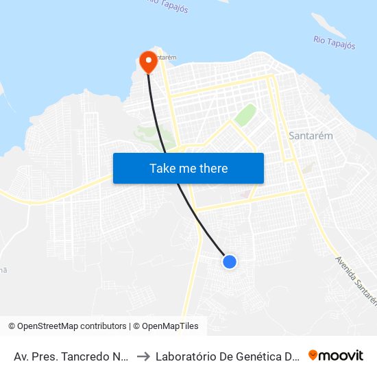 Av. Pres. Tancredo Neves, 520 to Laboratório De Genética Da Interação map