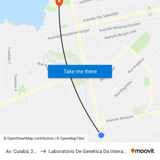 Av. Cuiabá, 206 to Laboratório De Genética Da Interação map