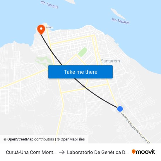 Curuá-Una Com Monte Castelo to Laboratório De Genética Da Interação map