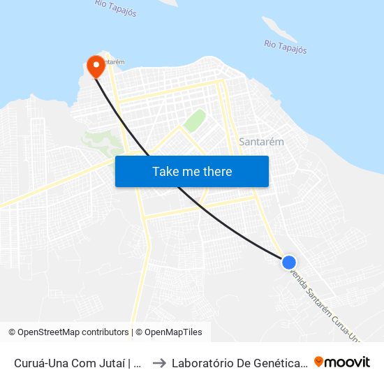 Curuá-Una Com Jutaí | Sentido Norte to Laboratório De Genética Da Interação map