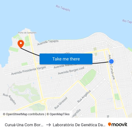 Curuá-Una Com Borges Leal to Laboratório De Genética Da Interação map