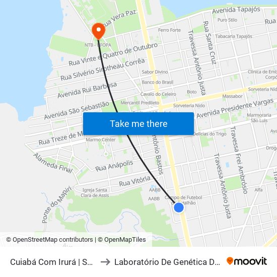 Cuiabá Com Irurá | Sentido Sul to Laboratório De Genética Da Interação map