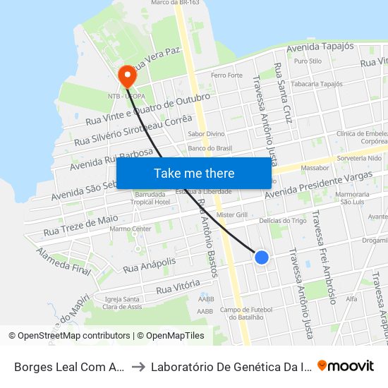 Borges Leal Com Agripina to Laboratório De Genética Da Interação map