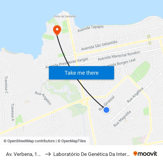 Av. Verbena, 1840 to Laboratório De Genética Da Interação map