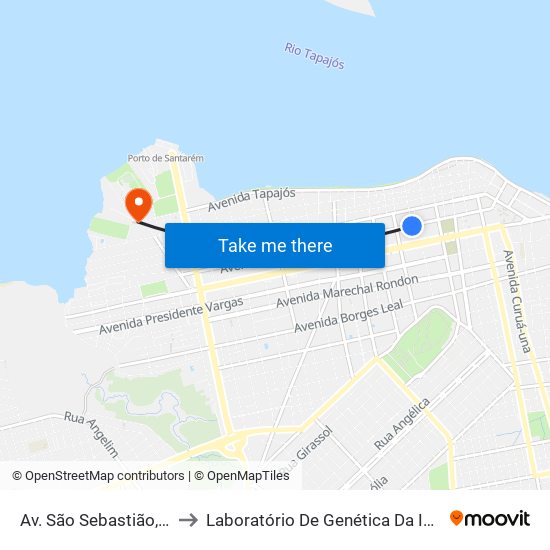 Av. São Sebastião, 1005 to Laboratório De Genética Da Interação map