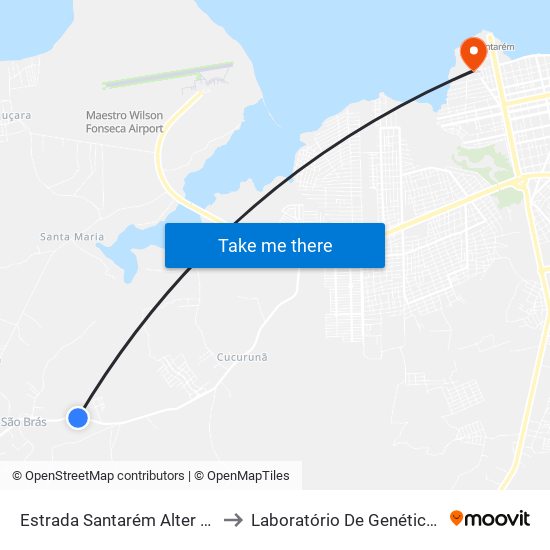 Estrada Santarém Alter Do Chão, 5799 to Laboratório De Genética Da Interação map