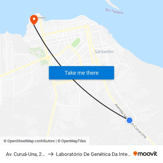 Av. Curuá-Una, 2418 to Laboratório De Genética Da Interação map