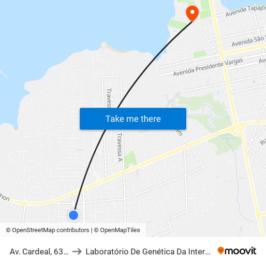 Av. Cardeal, 6322 to Laboratório De Genética Da Interação map