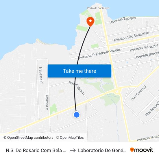 N.S. Do Rosário Com Bela Vista | Sentido Norte to Laboratório De Genética Da Interação map