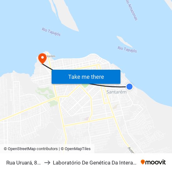 Rua Uruará, 816 to Laboratório De Genética Da Interação map