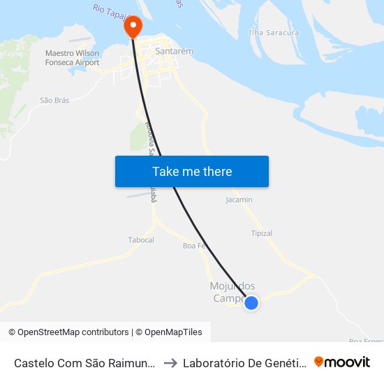 Castelo Com São Raimundo | Sentido Mojuí to Laboratório De Genética Da Interação map