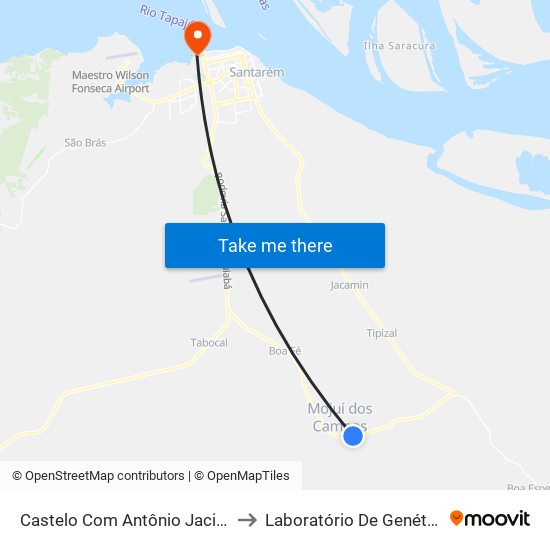 Castelo Com Antônio Jacinto | Sentido Mojuí to Laboratório De Genética Da Interação map
