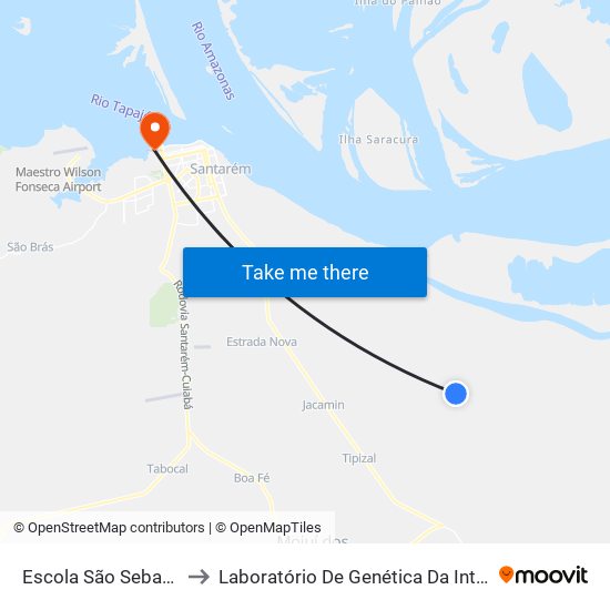 Escola São Sebastião to Laboratório De Genética Da Interação map