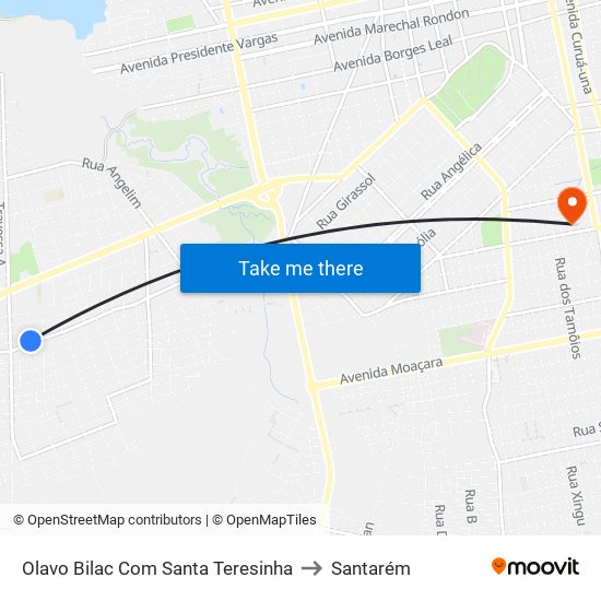 Olavo Bilac Com Santa Teresinha to Santarém map