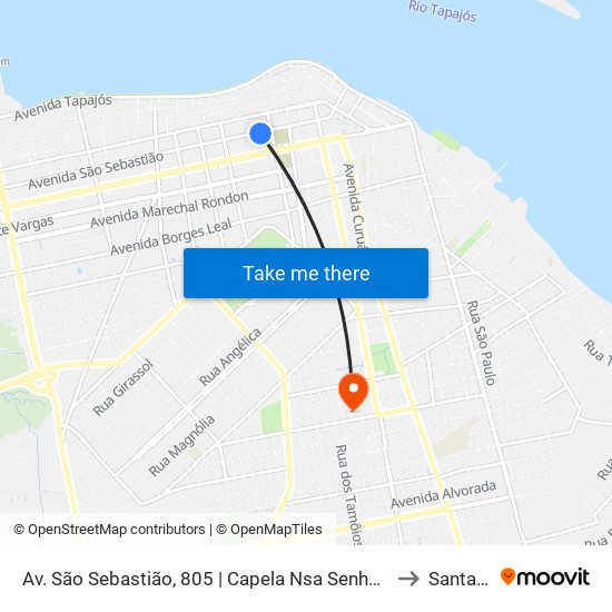 Av. São Sebastião, 805 | Capela Nsa Senhora De Lourdes to Santarém map