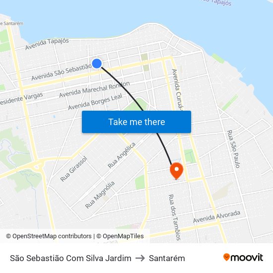 São Sebastião Com Silva Jardim to Santarém map