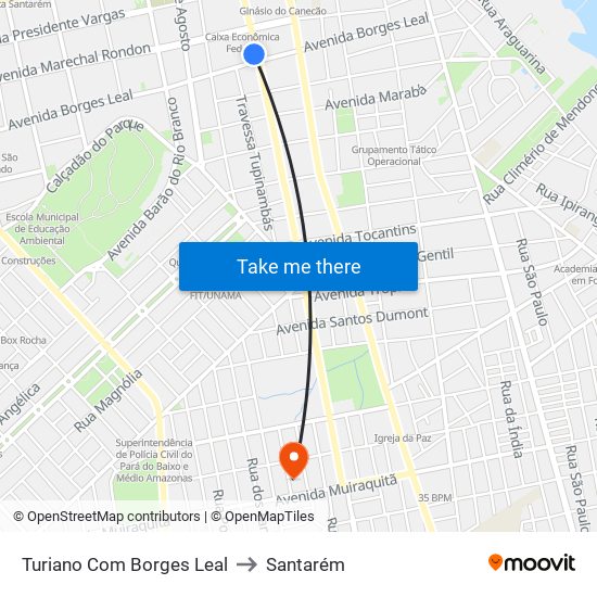 Turiano Com Borges Leal to Santarém map