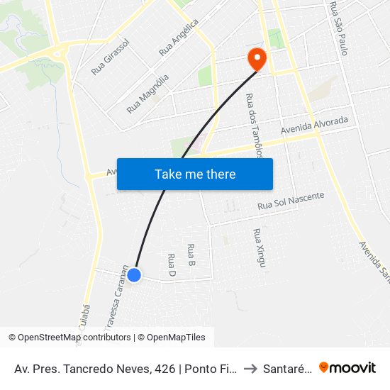 Av. Pres. Tancredo Neves, 426 | Ponto Final to Santarém map