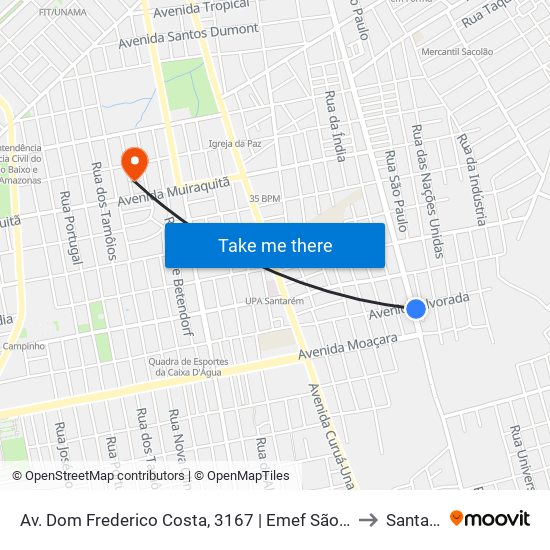 Av. Dom Frederico Costa, 3167 | Emef São José Operário to Santarém map
