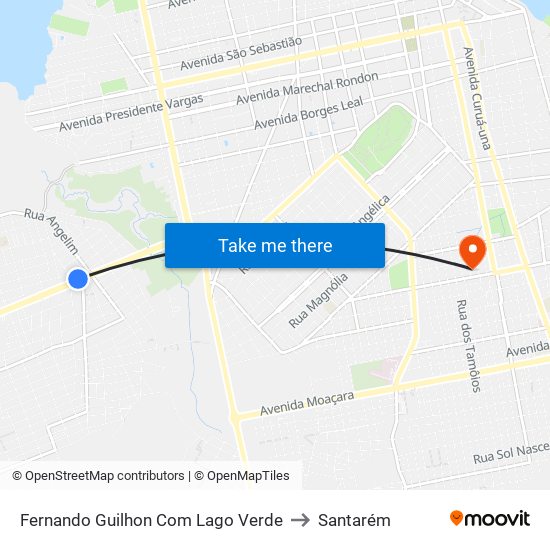 Fernando Guilhon Com Lago Verde to Santarém map