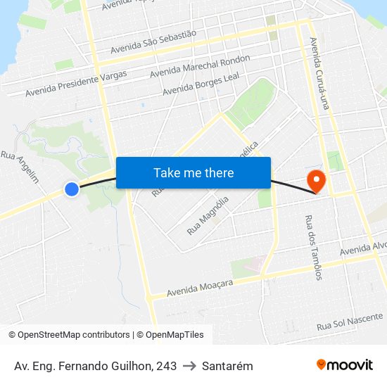 Av. Eng. Fernando Guilhon, 243 to Santarém map