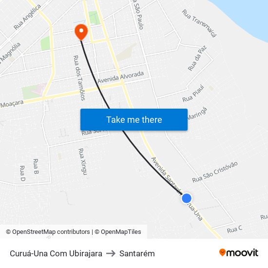 Curuá-Una Com Ubirajara to Santarém map