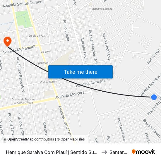 Henrique Saraiva Com Piauí | Sentido Sudeste to Santarém map