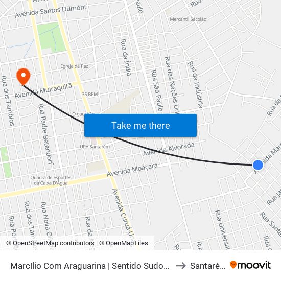 Marcílio Com Araguarina | Sentido Sudoeste to Santarém map