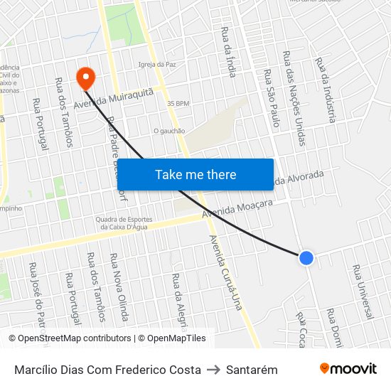 Marcílio Dias Com Frederico Costa to Santarém map