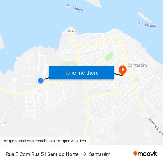 Rua E Com Rua 5 | Sentido Norte to Santarém map