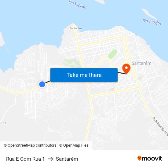 Rua E Com Rua 1 to Santarém map