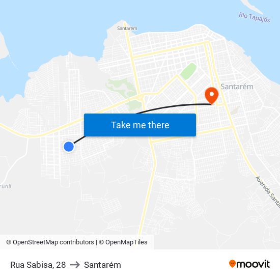 Rua Sabisa, 28 to Santarém map