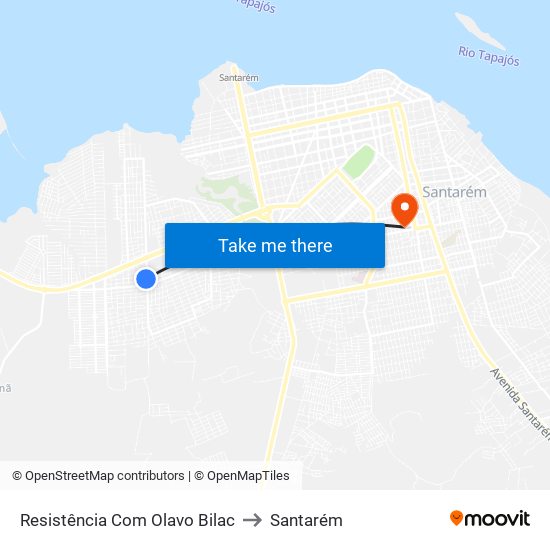 Resistência Com Olavo Bilac to Santarém map